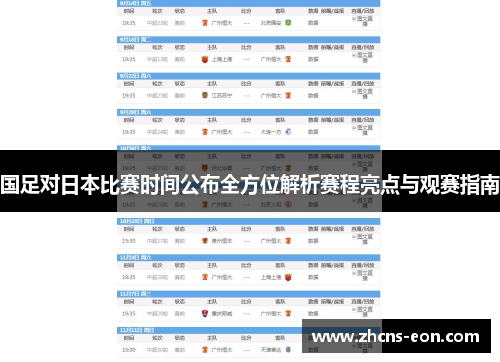 国足对日本比赛时间公布全方位解析赛程亮点与观赛指南 国足对日本比赛时间公布全方位解析赛程亮点与观赛指南